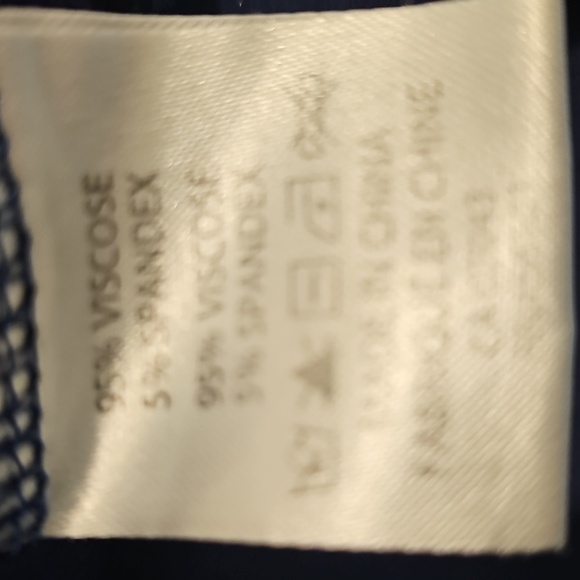 Belldini Open Sleeved Aqua, Navy Blue & White short sleeved shirt w Bling Large - Picture 9 of 9